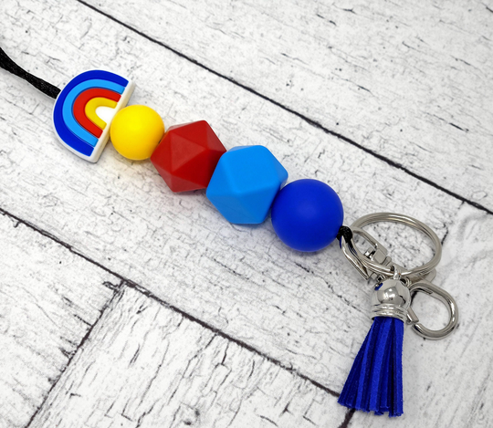 Autism Lanyard, Asd Silicone Beaded Teacher Gift, Badge Holder, Breakaway Lanyard