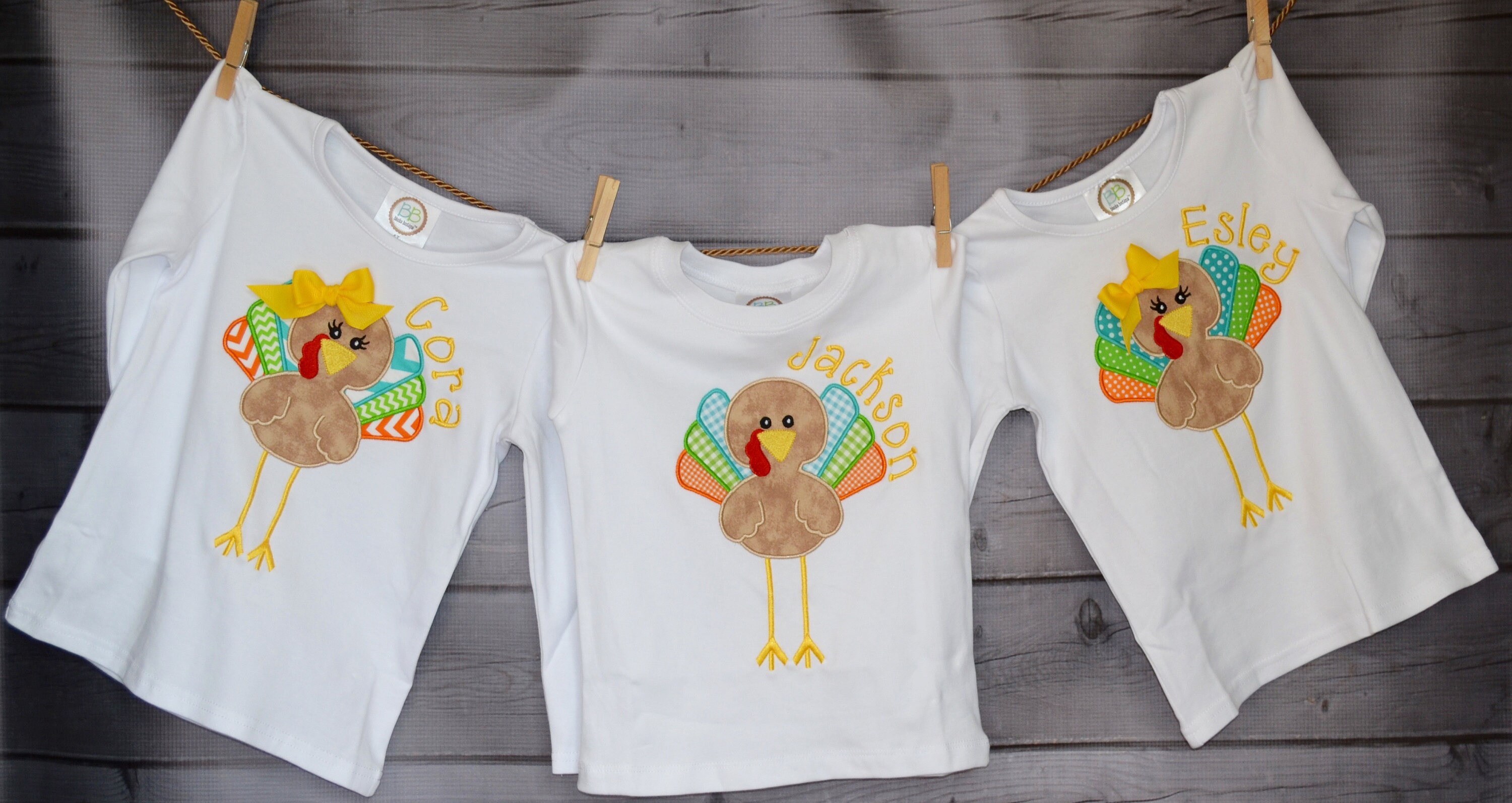 Personalized Turkey Long Legs Applique Shirt Or Bodysuit For Boy Girl