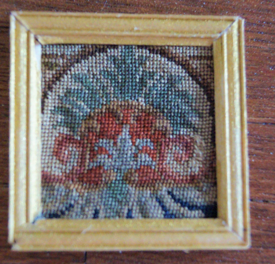 Dollhouse Miniature Framed Micro Petit PointAntique Neoclassical Palm Motif