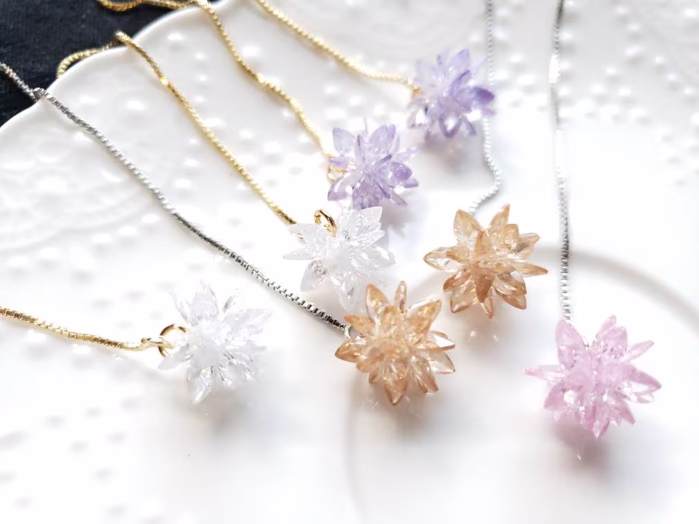 Flower Ball Earrings, Glass Crystal Snowflake Lovely Drop Earrings