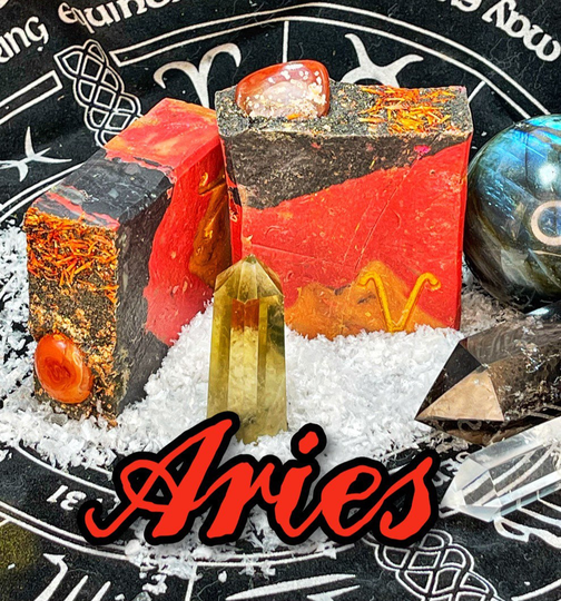 Aries; Carnelian, Cedar Saffron Body Soap, Campfire Natural Unisex, Zodiac, Astrology, Star Sign