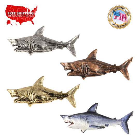 Mako Shark Pin, Pewter, Lapel, Hat, Pins, Brooch, Brooches, Jewelry, Gift, Handmade in The Usa, 200 Fish Designs Available. S114Prz