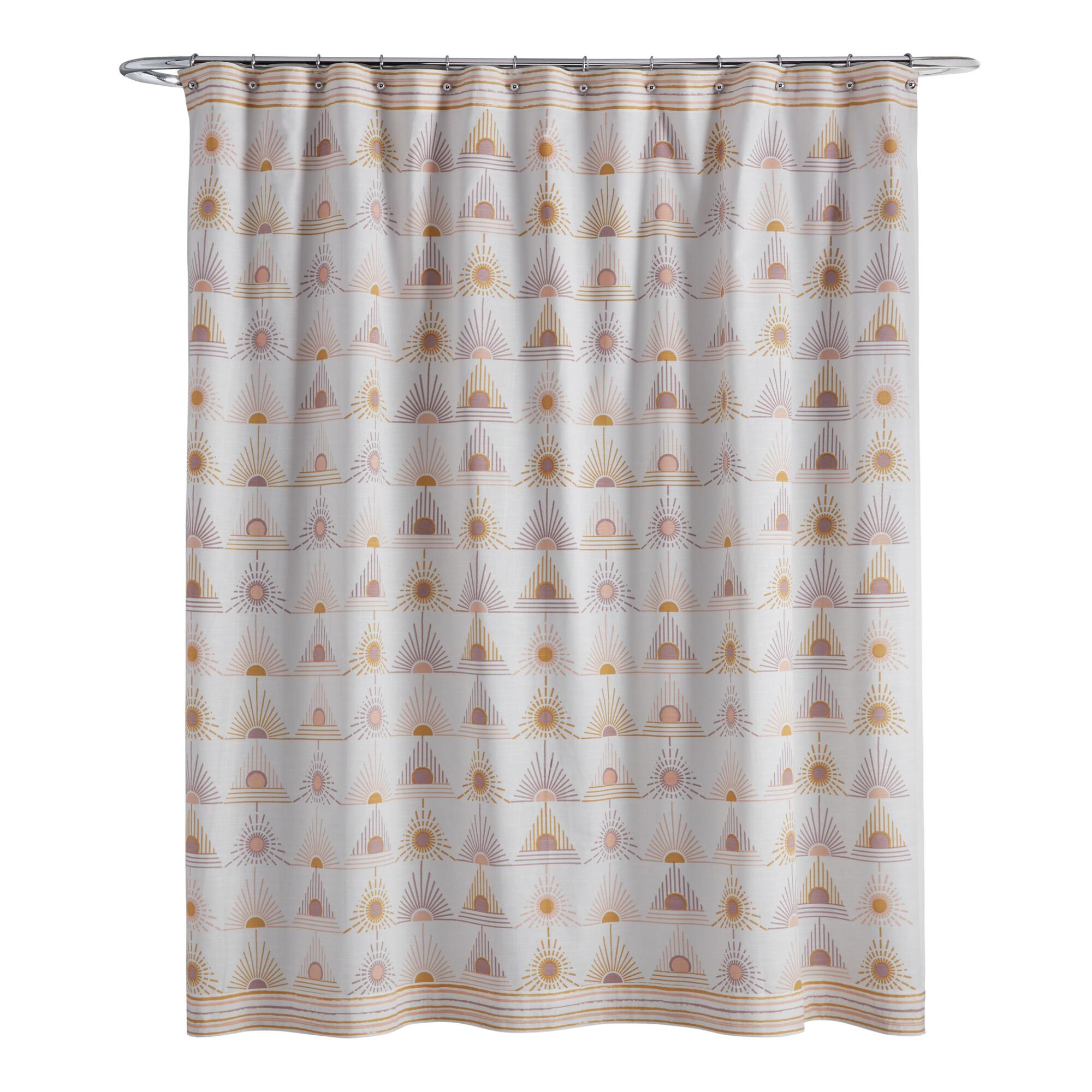 White and Yellow Sunrise Cassie Shower Curtain: Black by World Market