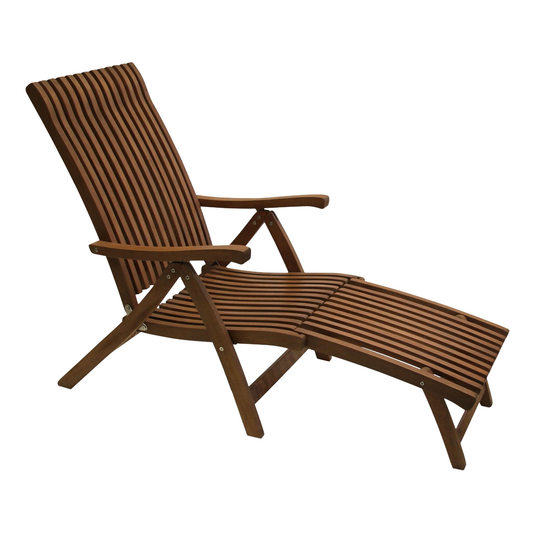 Eucalyptus Wood Catania Outdoor Patio Steamer Lounger: Brown by World Market