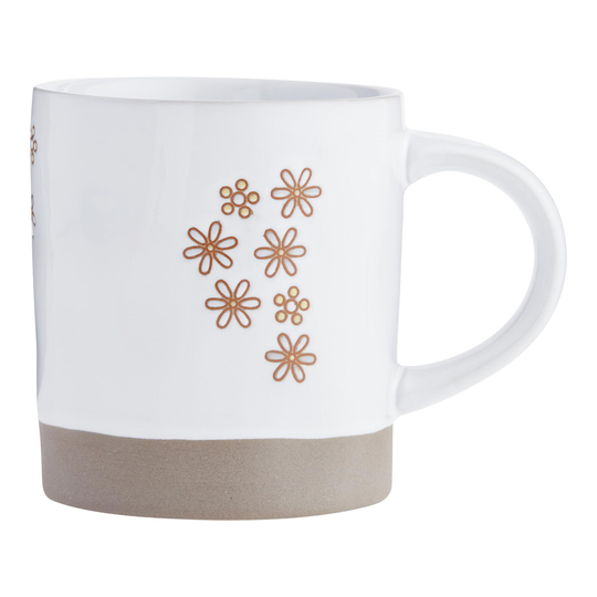 White Wax Resist Daisy Mug - Stoneware by World Market