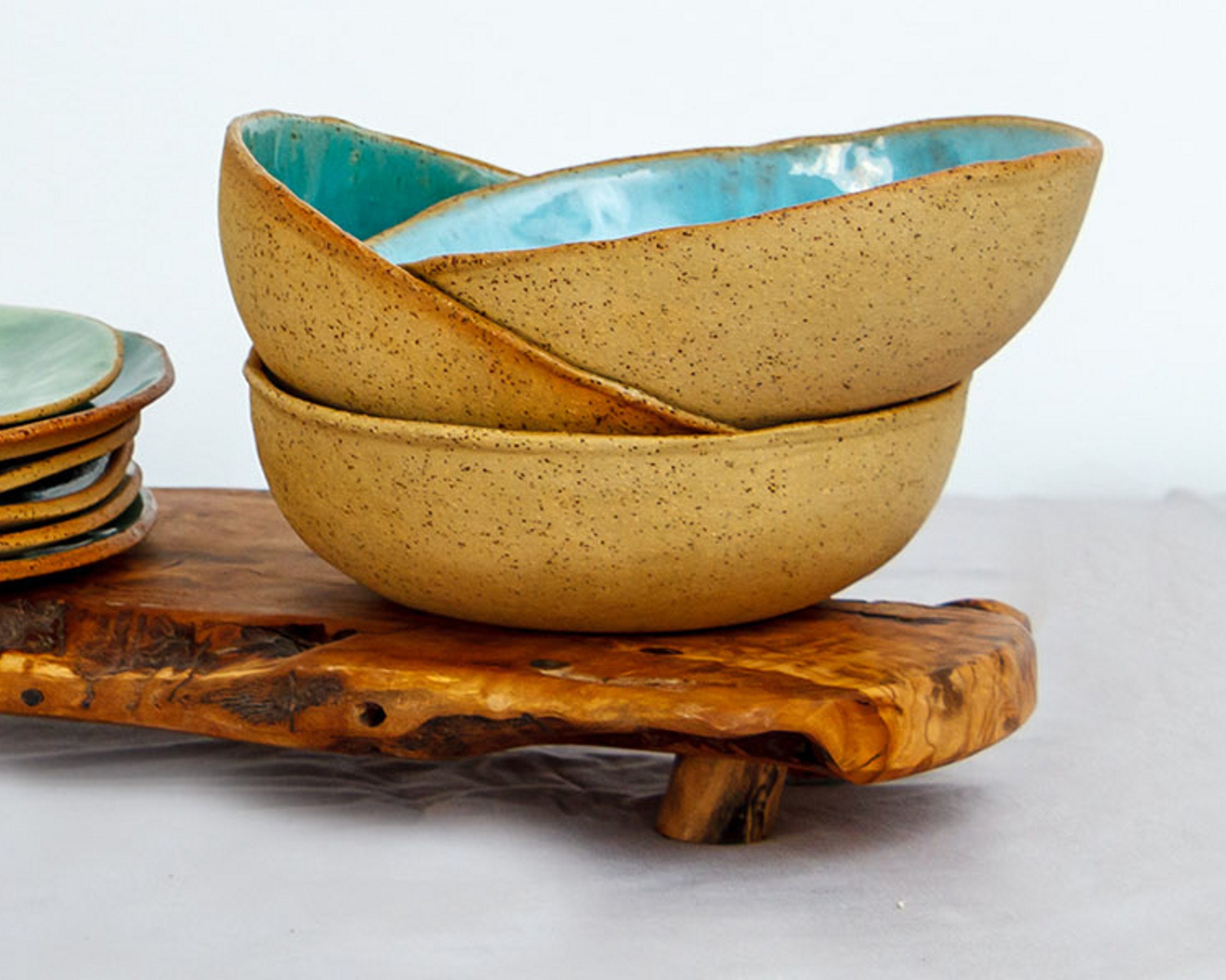 Large Pottery Bowl, Stoneware Ceramic Blue Bowl For Cereal, Salad, Soup, Ramen Noodles, Breakfast, Or Rice - 6.7 Inches Diameter