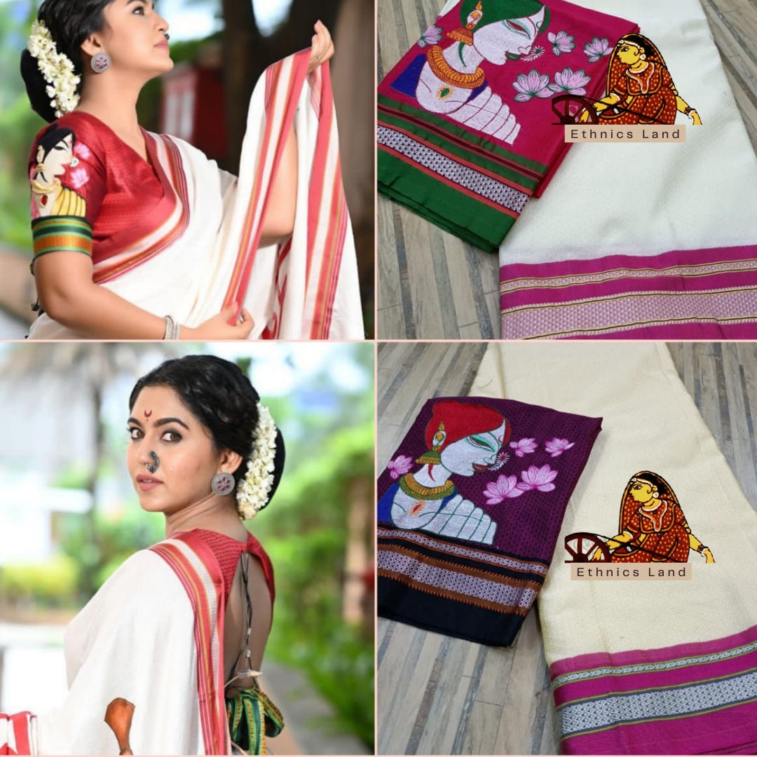 Traditional Khun Resham Blend Saree With Being Woman Blouse Piece - Ethnics Land