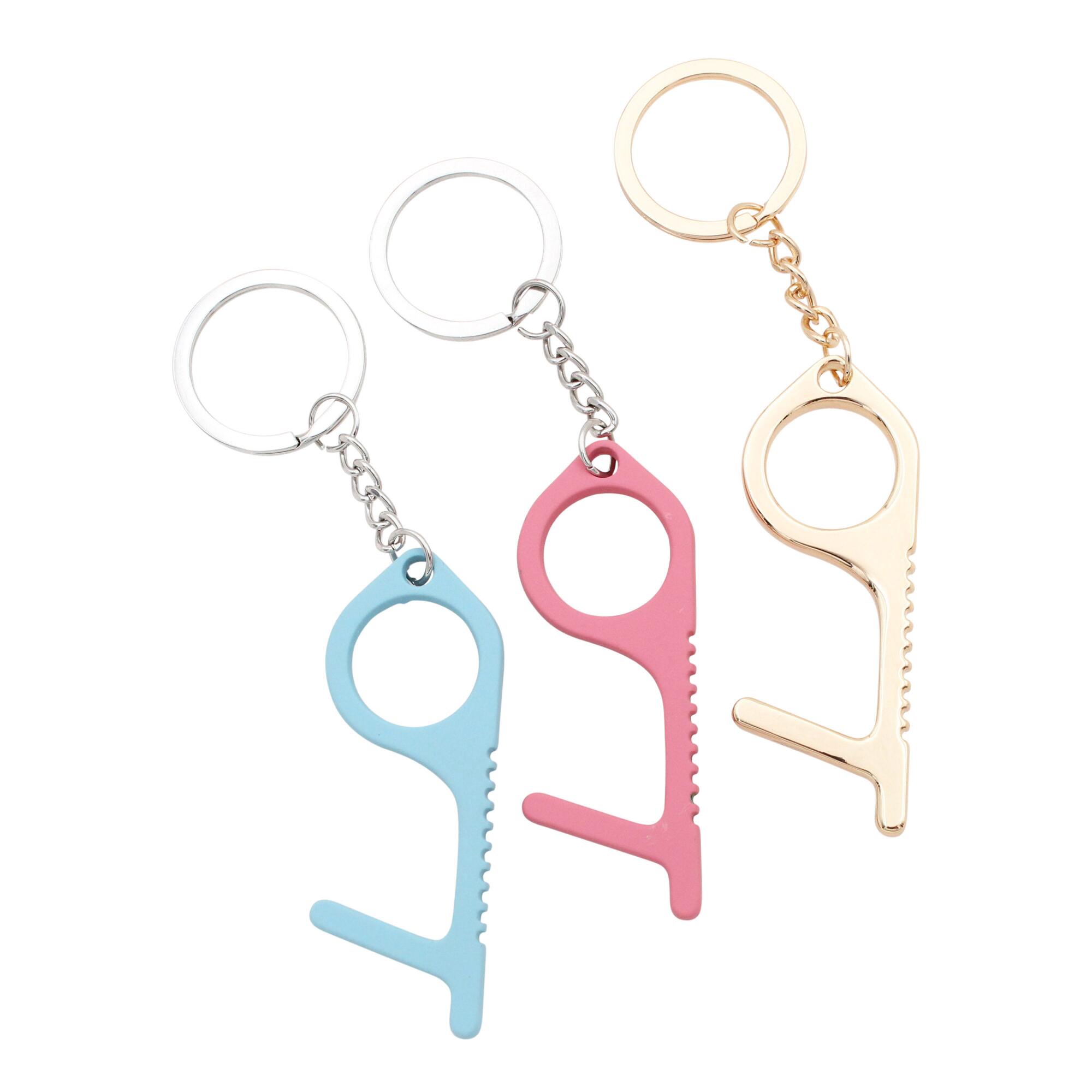 Pink, Blue and Gold Metal Touch Tool Keychains Set of 3 by World Market