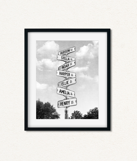 Blended Family Sign Personalized, Multi Names Street Canvas Wrap, Paper Or Metal, Road