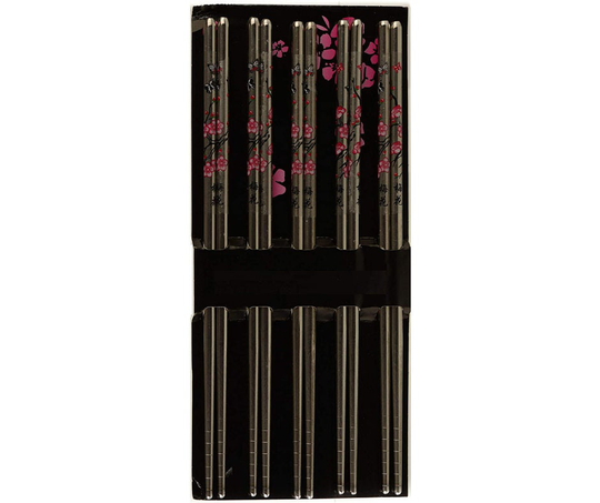 Premium Clear Flower Reusable Stainless Steel Metal Chopsticks | 8.8 Inches
