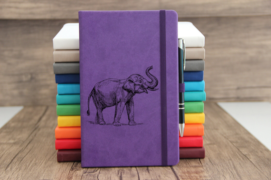 Customizable Elephant Journal. Engraved Illustration. Diary Writing Notebook Is Very Good Gift For Birthdays, Christmas, Anniversaries