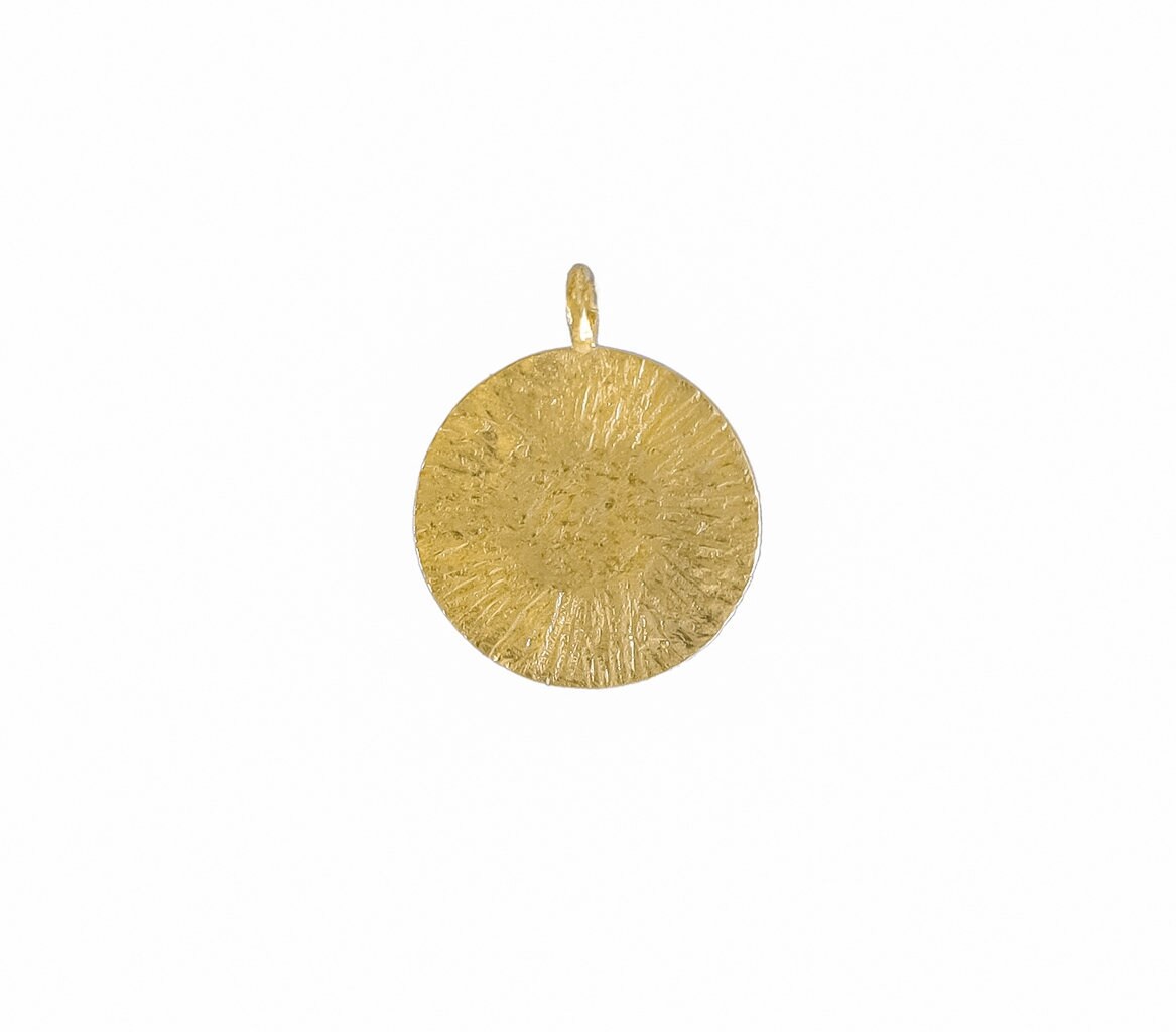 10 Pcs 12 Mm Round Textured Gold Vermeil Charms in Sterling Silver, Disc Vermeil, Free Engraving Charms, Petite Micro