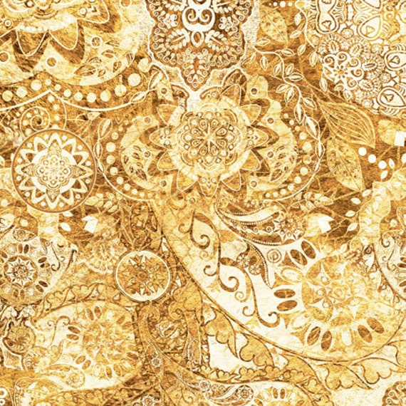 Sand Castle Ombre Paisley Boho Blender From Bohemian Rhapsody Collection Quilting Treasure Fabric - 100% Quilt Shop Cotton