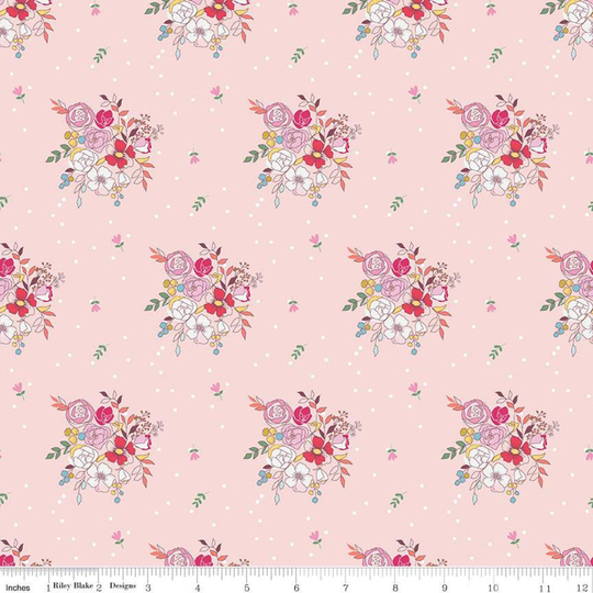 Idyllic Bouquets in Pink By Minki Kim For Riley Blake