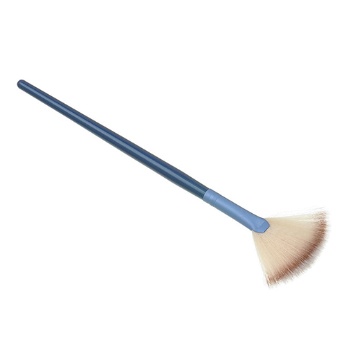 1Pc Pro Fan Shape Makeup Cosmetic Brush Blending Highlighter Face Powder Tool - blue