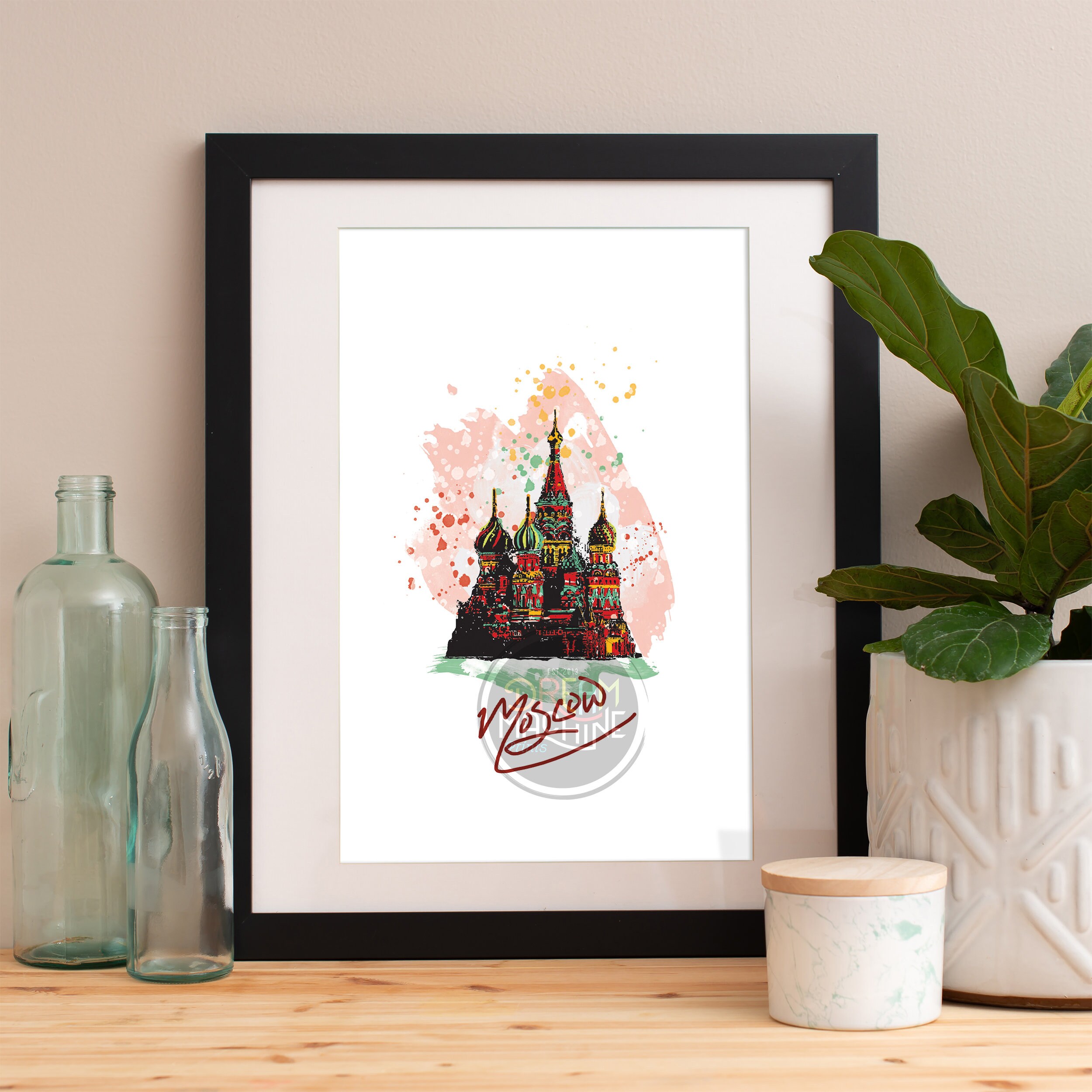 Moscow Print, Skyline, Art, Poster, Watercolor, Art Map, Wall Russia