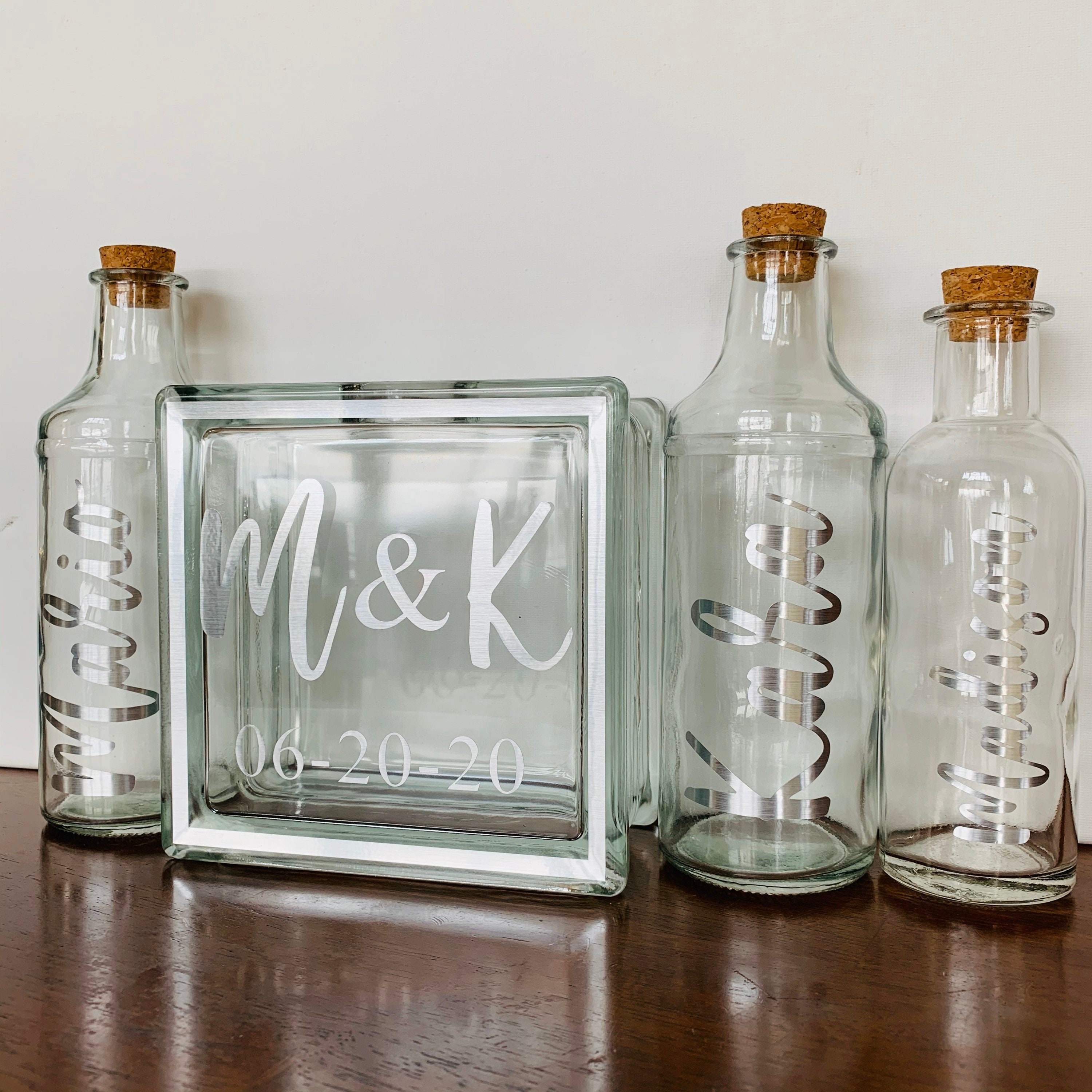 Sand Ceremony Set, Silver Modern Blended Family Wedding Unity Candle Alternative, Unity, Font A