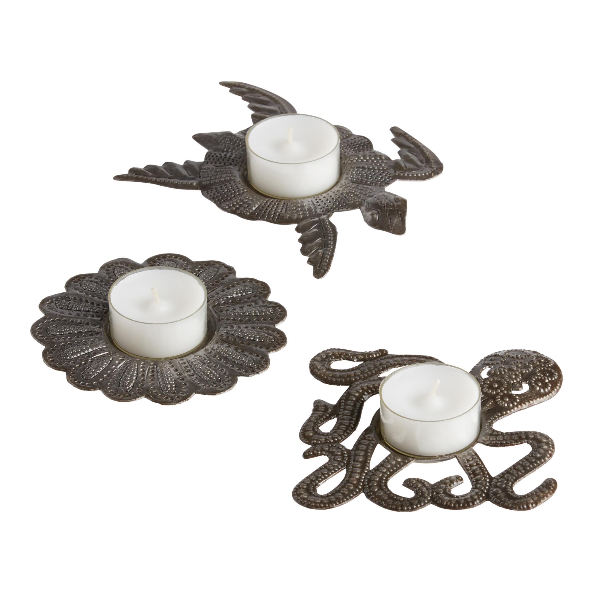 Recycled Metal Tealight Candleholder Set of 3: Silver by World Market