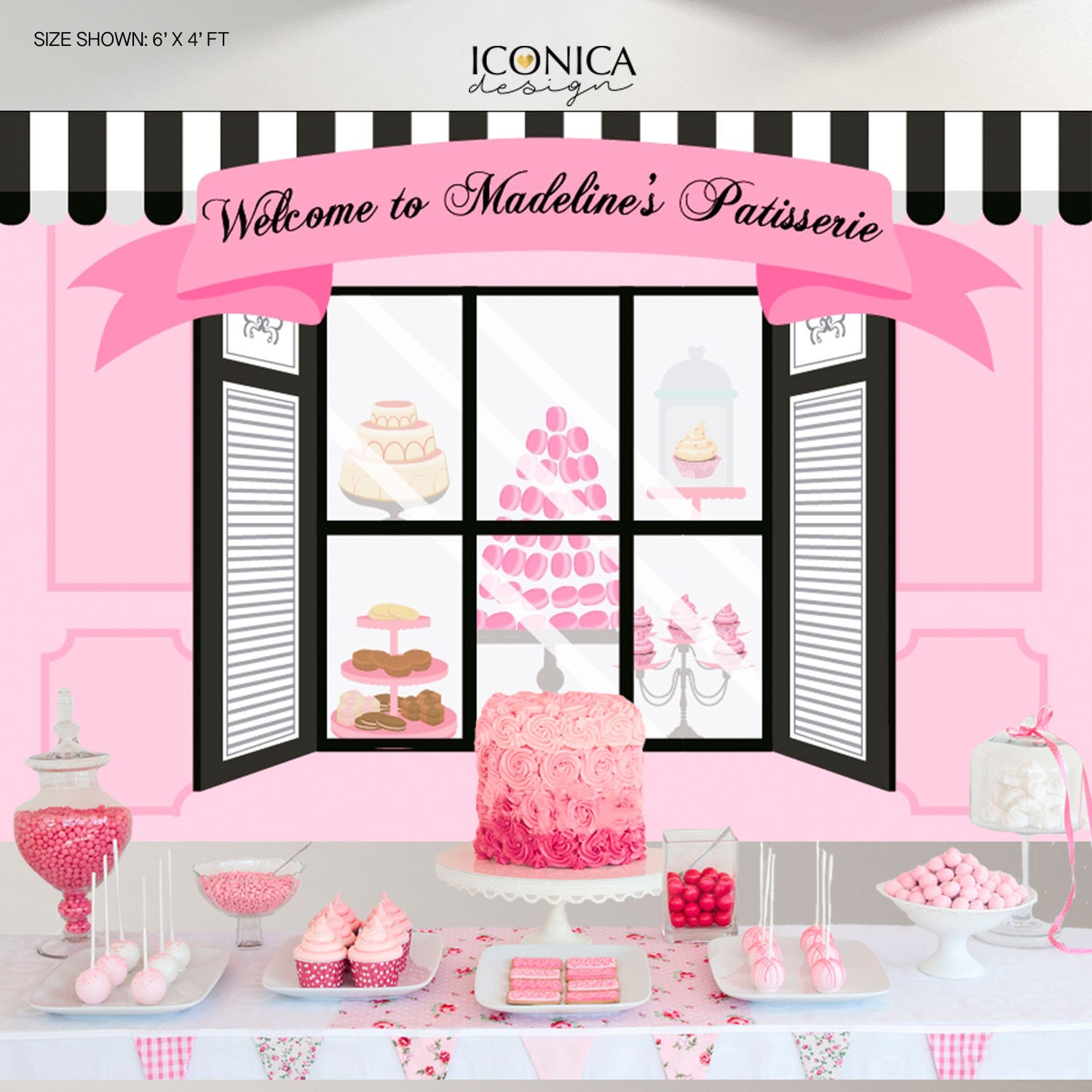 Paris Backdrop Personalized, Custom Patisserie Backdrop, Paris Cafe Photo Ohlala French Party Banner Decorations