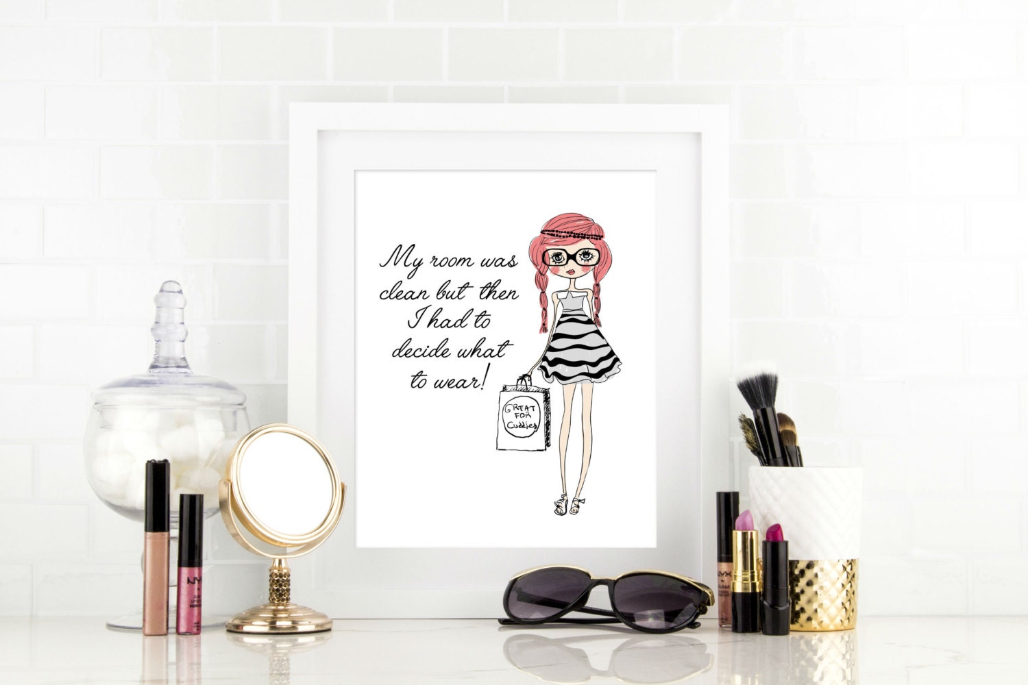 Teen Room Decor - Fashion Print Art My Was Clean Girls Dress Up Bedroom