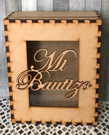 Caja Mi Bautizo De Madera Mdf 5mm