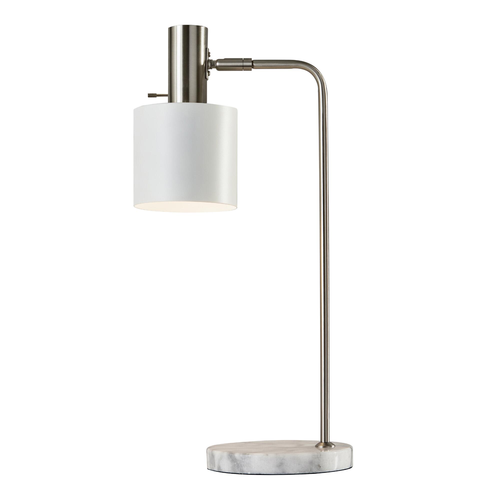 White Marble And Steel Adjustable Martin Task Lamp by World Market