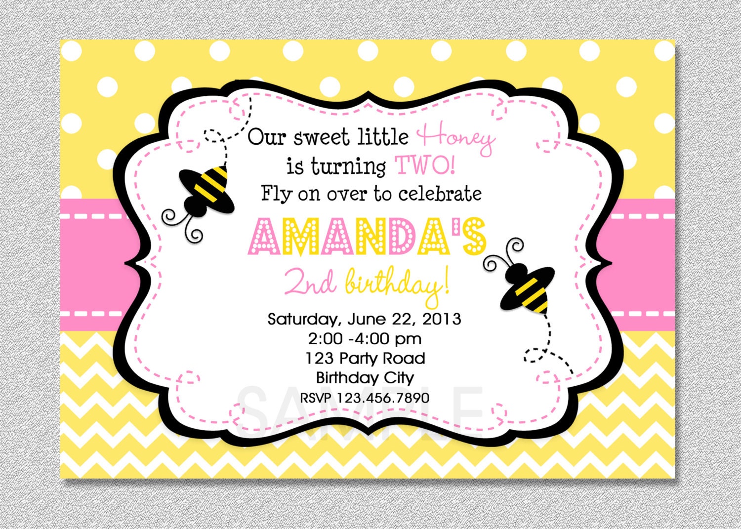 Bee Birthday Invitation , Bumble Printable