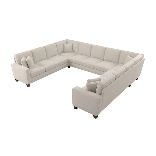 Bush Furniture Stockton Modern Cream Herringbone Fabric Polyester/Blend Sectional in Off-White | SNY135SCRH-03K
