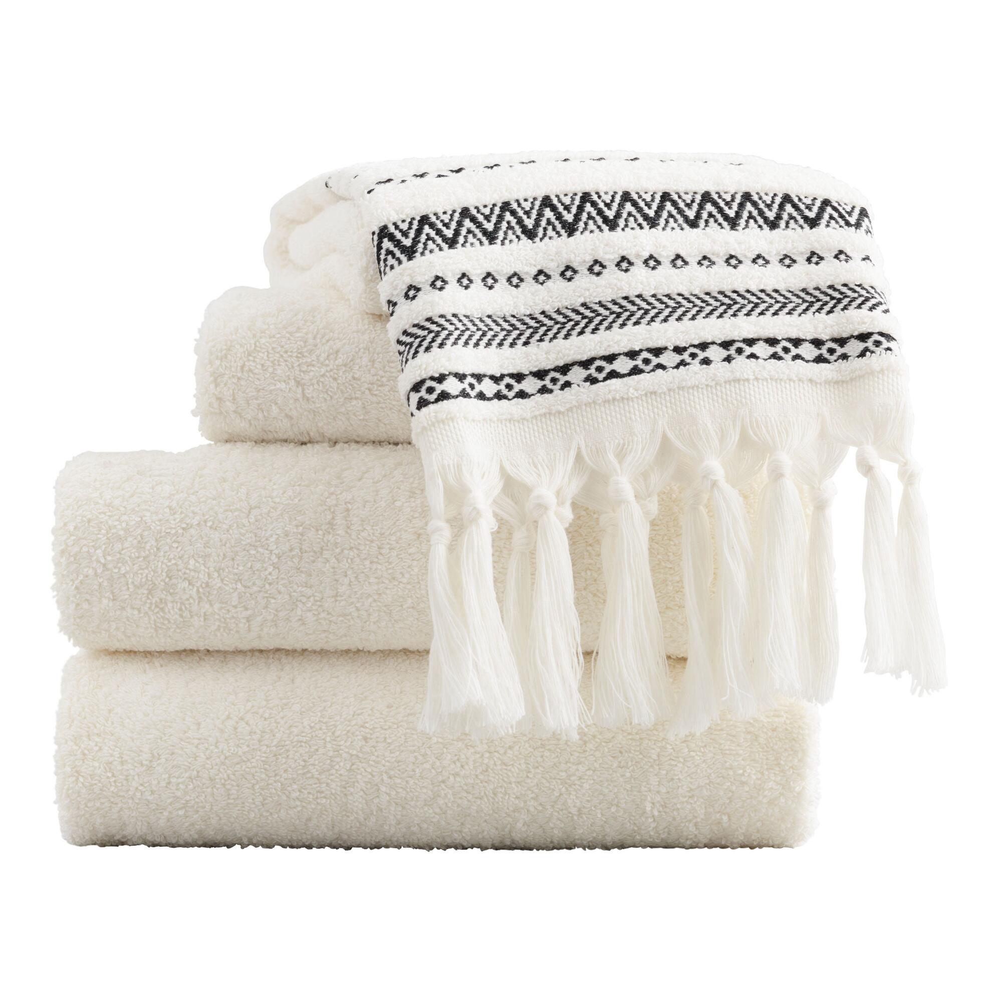 Ivory And Black Geo Striped Zohra Towel Collection by World Market