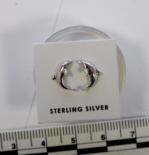 Leaping Dolphin Earrings Sterling Silver Stud 10mm Wide