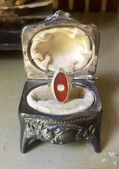 Victorian Carnelian & Diamond Ring