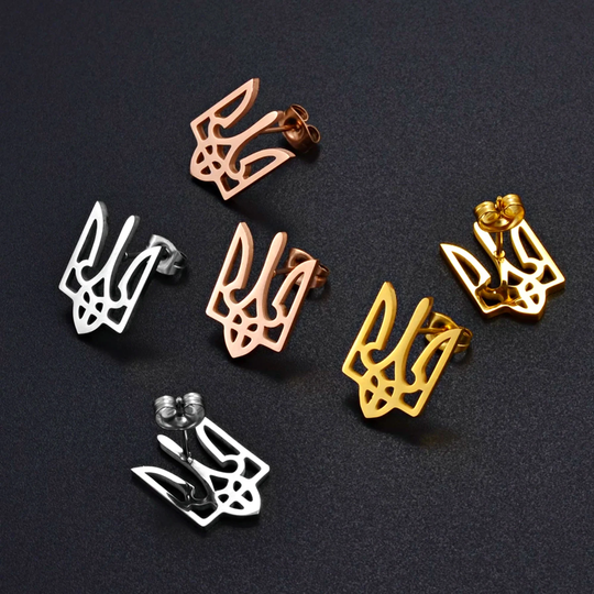 Ukraine Earrings For Women/Tryzub Stud Earrings/ Ukrainian Earrings Charmed Jewelry Gift Tryzub