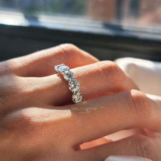 14K Solid White Gold 2.5Ct D Color Excellent Moissanite Five Stone Anniversary, Wedding & Engagement Ring