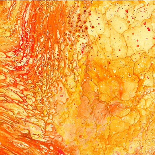 Half Yard - Fusion Ii Surge in Orange By Quilting Treasures Rich Saturated Color Mottled Tonal Blender Ocean Water Cotton Fabric
