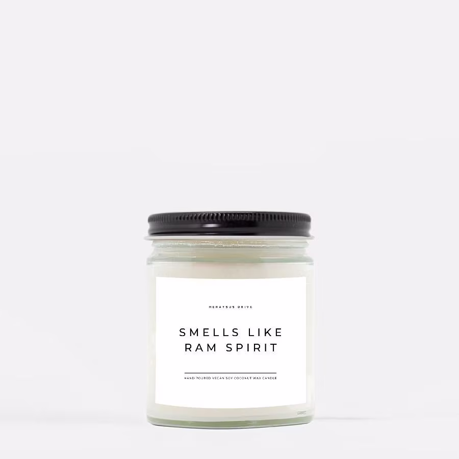 Smells Like Ram Spirit Candle | Hand Poured 9 Oz. Graduation Gift, Apartment Decor College, Dorm Room Decor, College Student Mascot