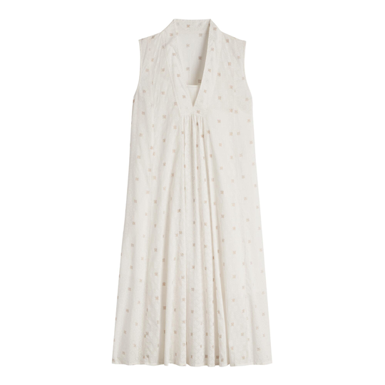 White And Gold Mixed Block Print Dress - Large by World Market