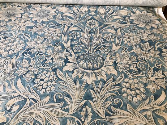 One Yard, Morris & Co. Linen Blend Print " Sunflower Etch, Free Shipping, Will Be Shipped On A Roll