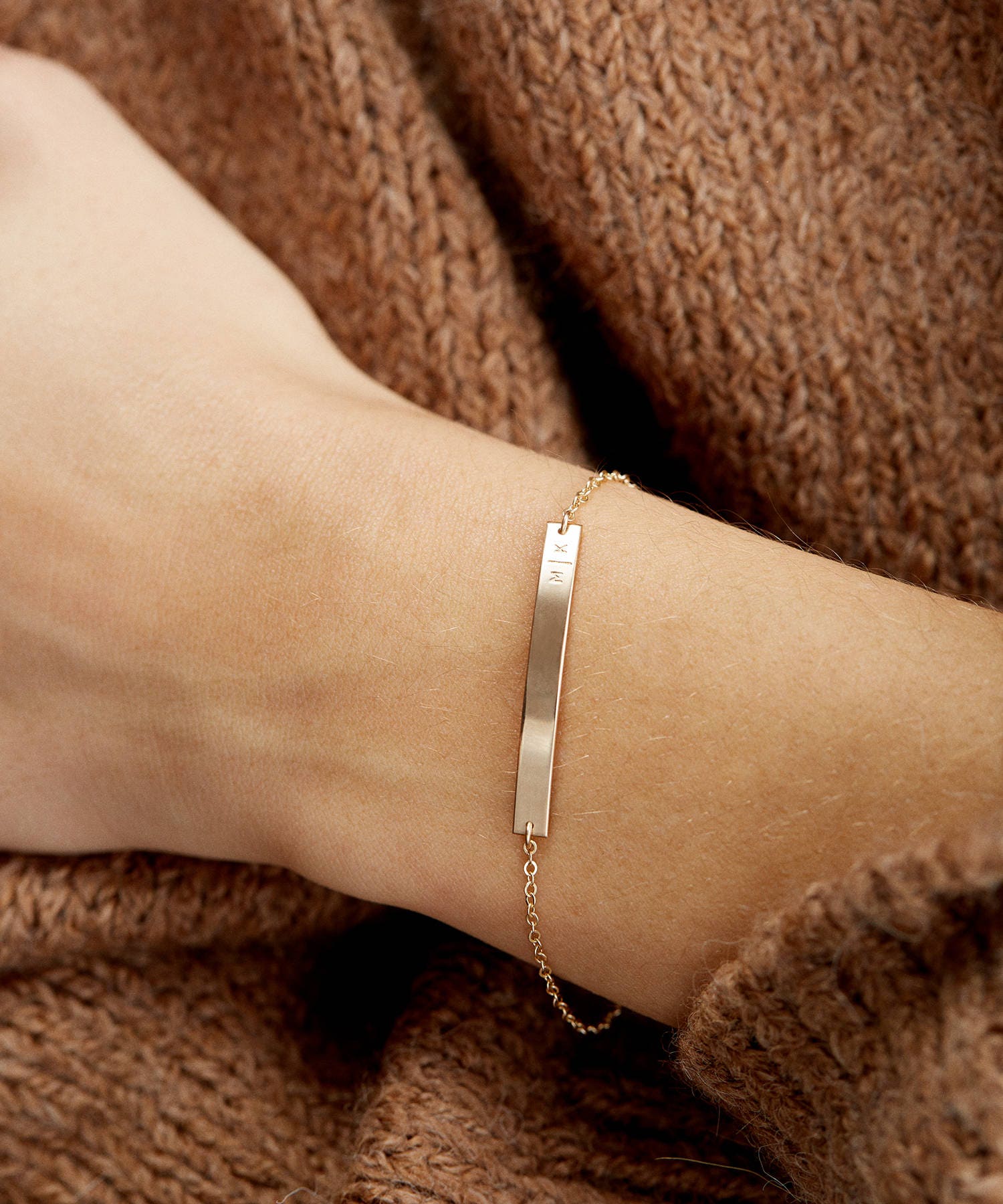 Personalized Gift - Custom Name, Initials Bar Bracelet Gifts For Her 14K Gold Fill, Rose Or Silver lb140 35