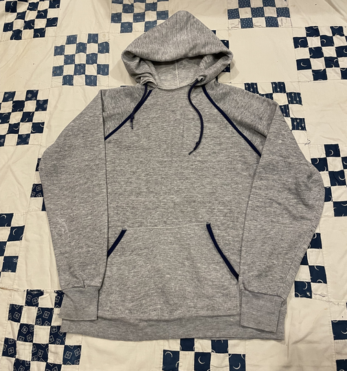 Vintage 70S Grey Cotton Blend Hoodie Sweatshirt Sz Small USA Made