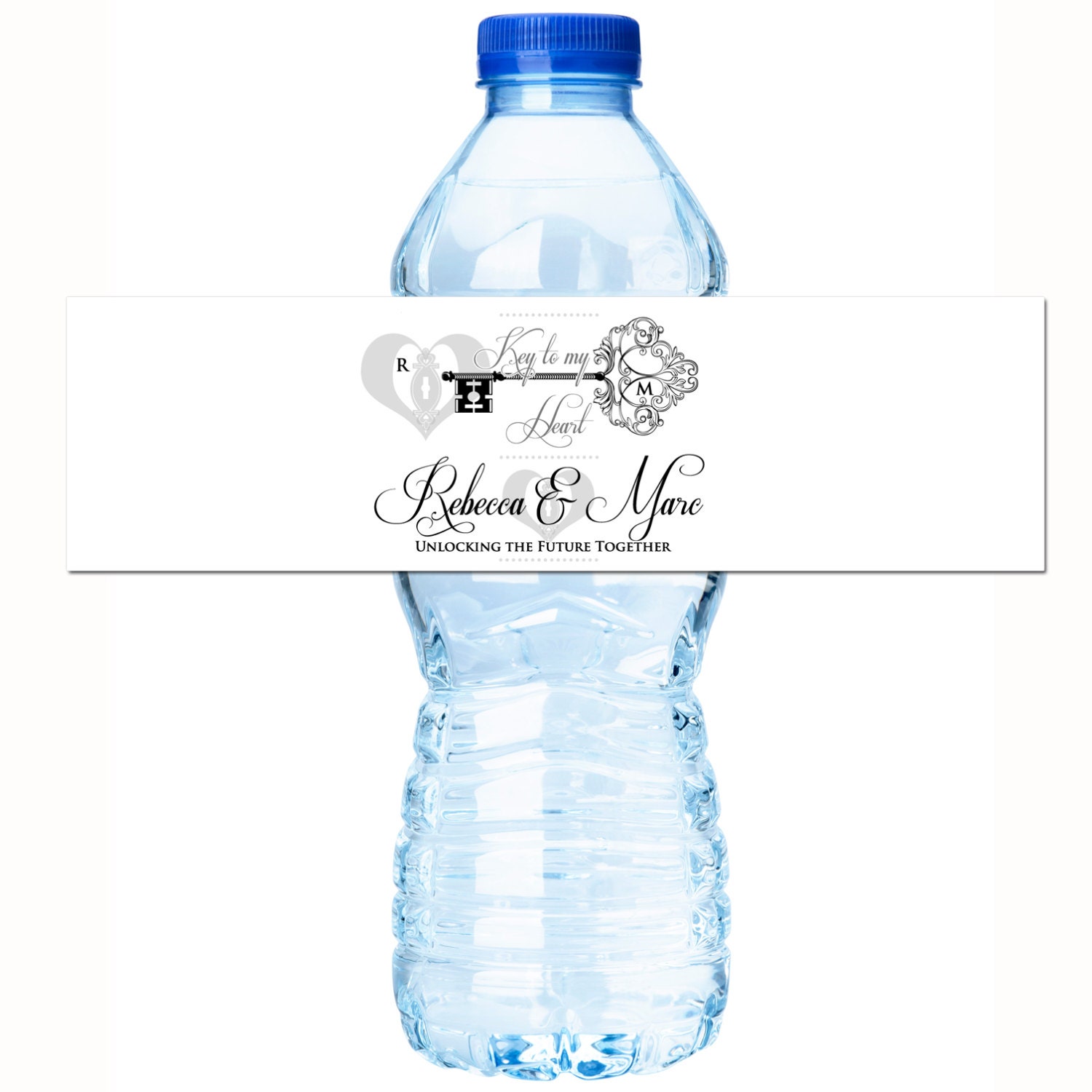 30 Key To My Heart Wedding Water Bottle Labels, Welcome Bag, Destination, Custom Color Labels