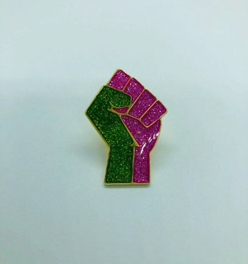 Pink & Green Fist Lapel Pin | Buy 2 Get 1 Free