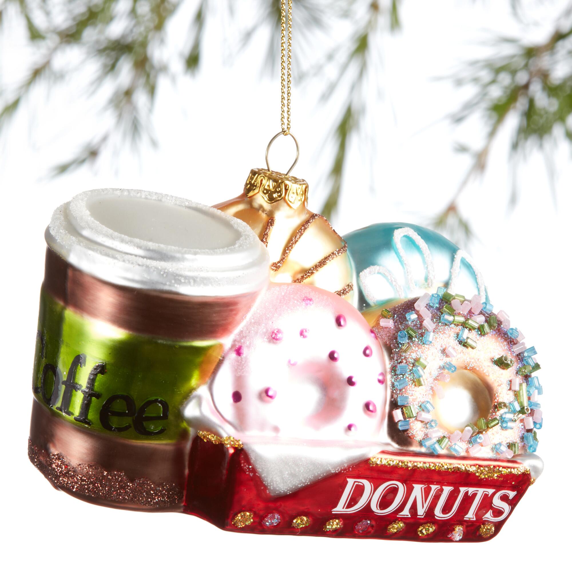 Glass Donut Box with Coffee Ornament: Multi by World Market