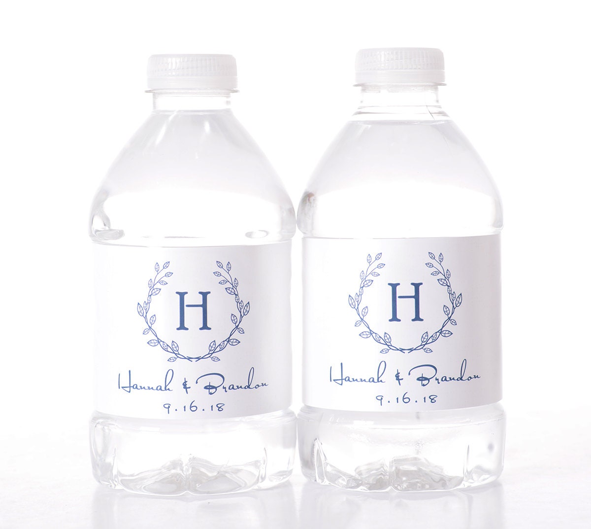 Monogram Wedding Water Bottle Labels - Laurel Stickers Waterproof Label Custom For Weddings Wdib-227