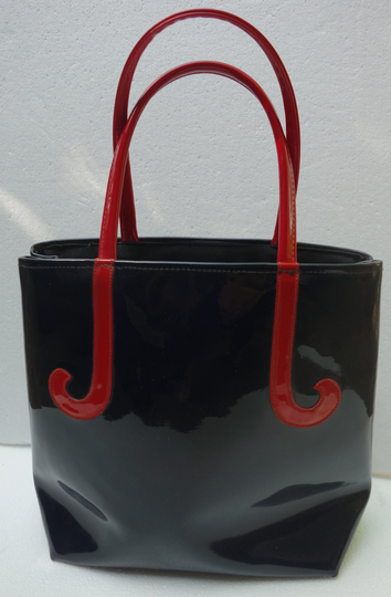 Vintage 60S Roger Van S Black Patent Tote With Red Handles Sale