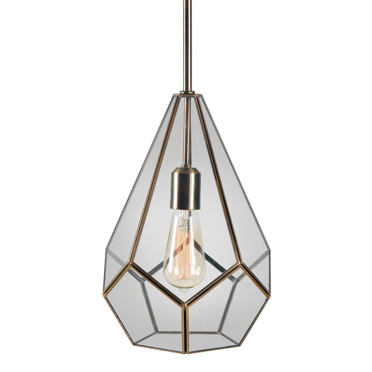 Faceted Glass and Steel Teardrop Pendant Lamp by World Market