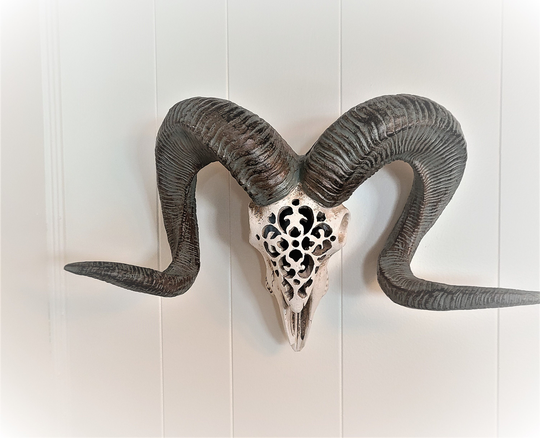 On Sale Carved Ram Skull, Resin, Collectable. Wall Hanging