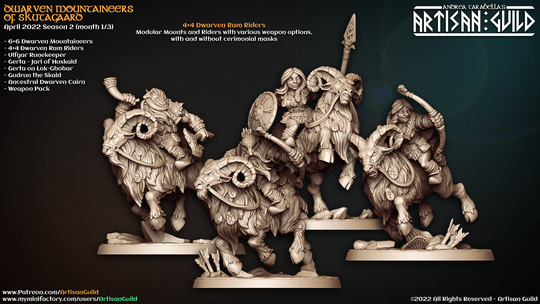 Dwarven Ram Riders | Mountaineers Of Skutagaard Artisan Guild D&d & Other Tabletop Gaming Miniatures