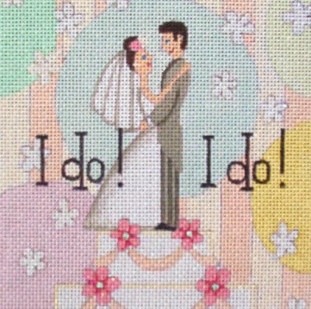 Needlepoint Handpainted Raymond Crawford Wedding I Do 5x5 -Free Us Shipping