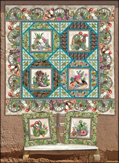 Quilt Kit - Southwest 60" X Throw Plus Two 18" Square Pillows | Includes Fabric For Top Of Quilt, Binding & Pillows Aafqk-598
