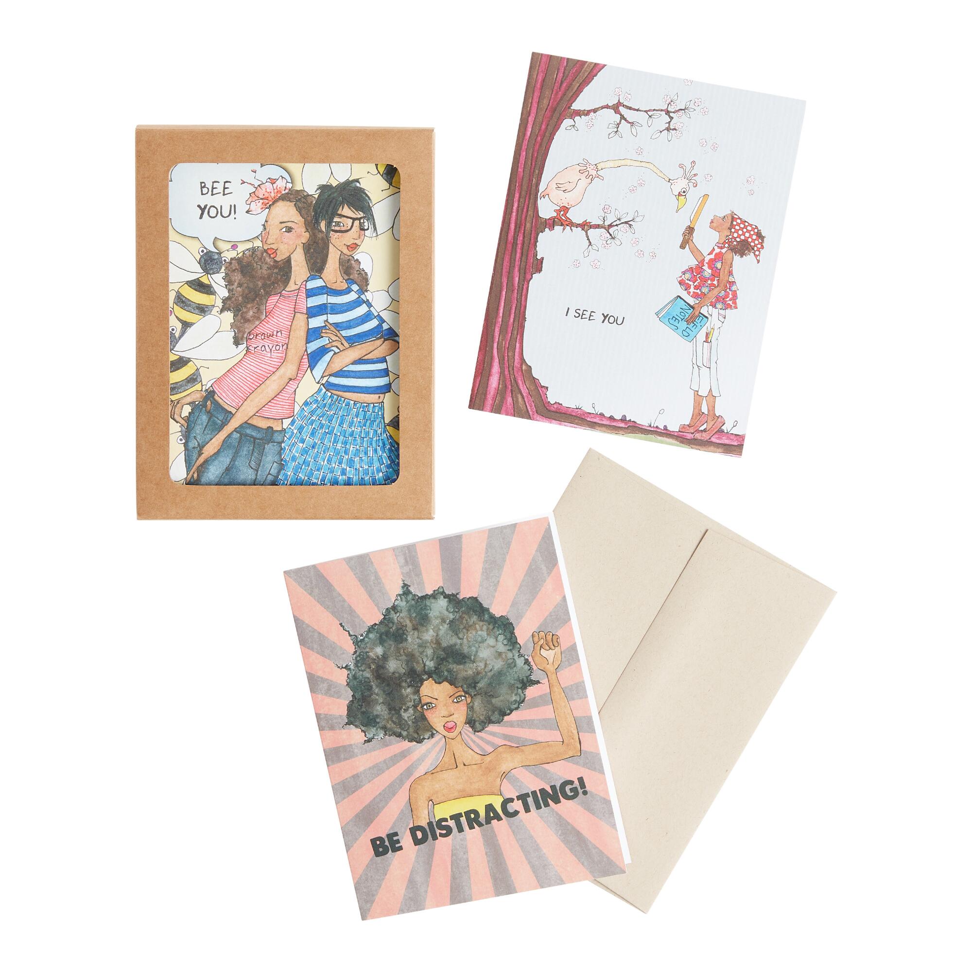 Brown Crayons Notecards 5 Count: Multi - Recycled Paper by World Market
